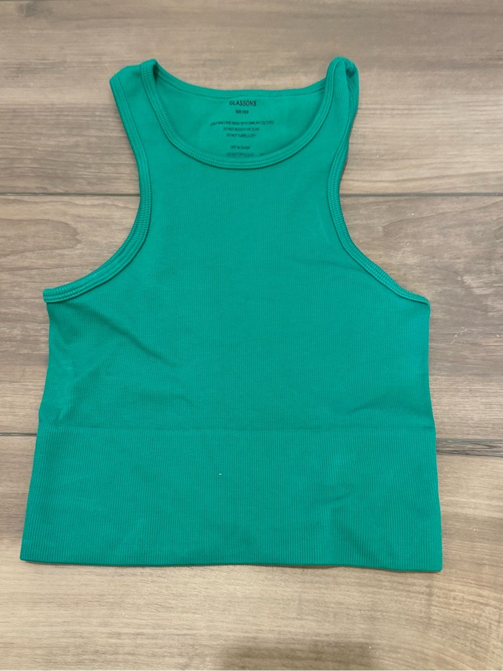Glassons Teal Ribbed Cropped Tank Top